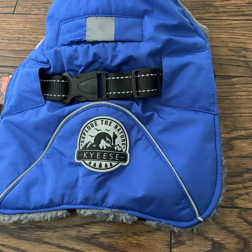 kyeese sherpa lined dog vest coat blue explore the nature Small